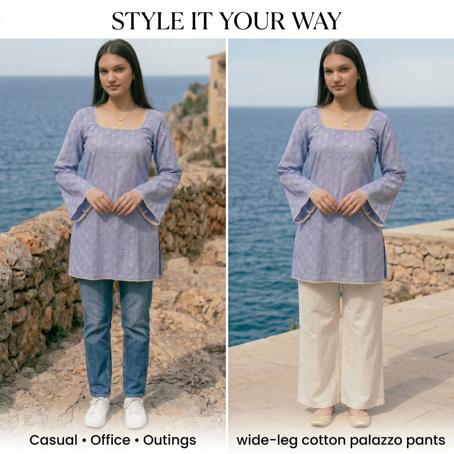 Azure Breeze Short Kurti 💙✨